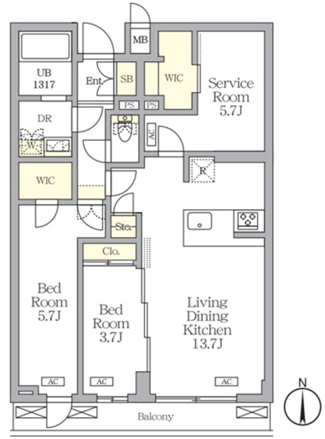 アジールコート都立大学 305号室の間取り図